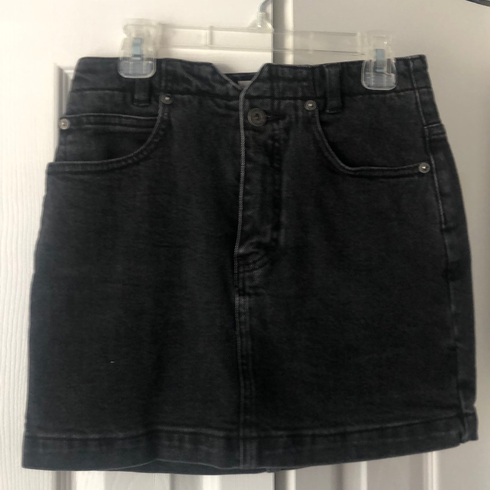 Free People Black Mini Denim Skirt - Picture 2 of 7